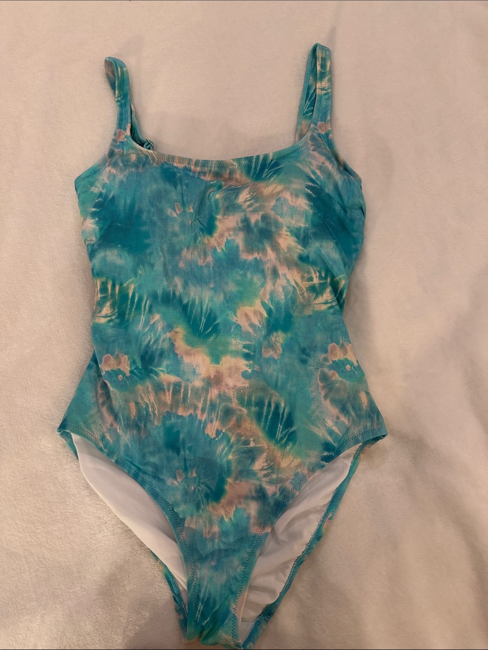 Tie-Dye Blue & Cream One-Piece Swimsuit - Picture 3 of 4